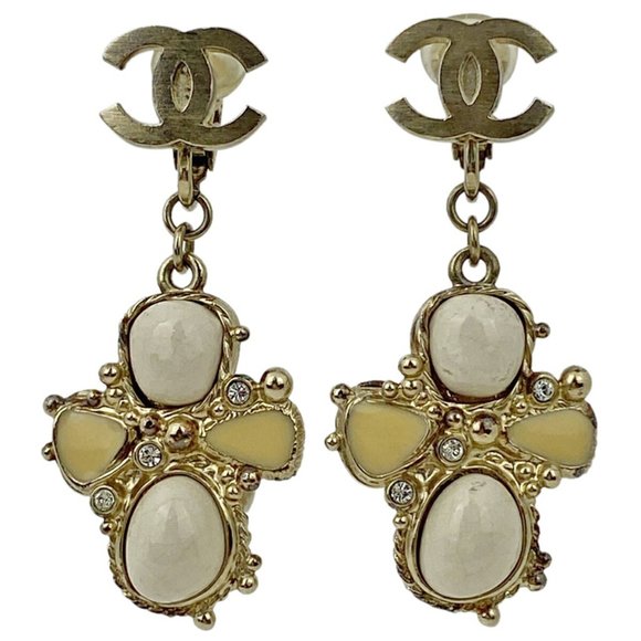 CHANEL Rare Stone Clip Dangle Earrings - Picture 1 of 8